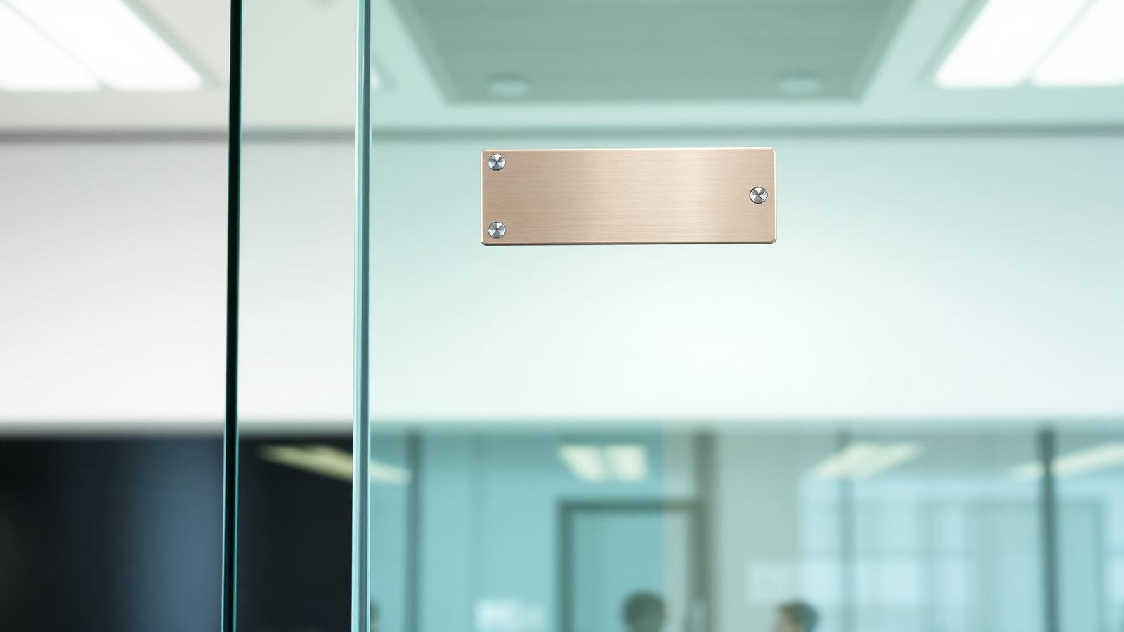 Fechadura eletromagnética instalada na verga de uma porta de vidro temperado